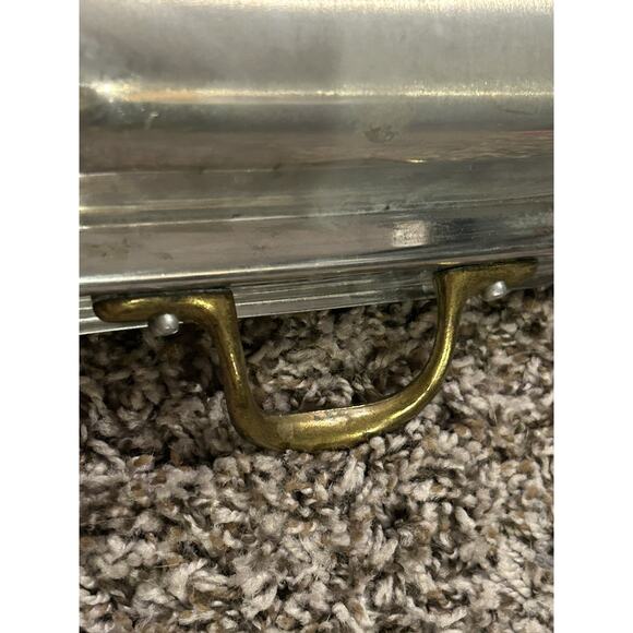 Vtg Chafing Dish Copper Full Pan Tray Rectangle Party Catering 9 X 13 Stainless - Picture 12 of 16